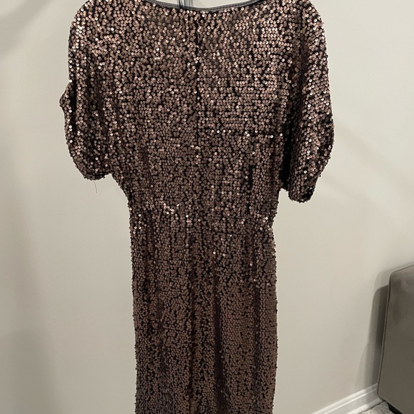French Connection Sequin Sheath Dress Brown and Black - Picture 3 of 5